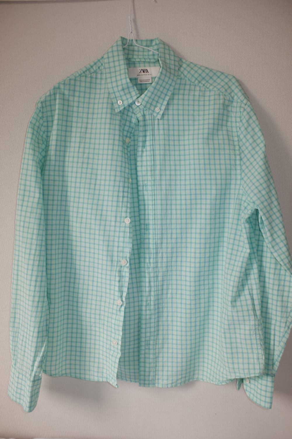 ZARA 남성 체크 셔츠 민트 S 사이즈 상품이미지3