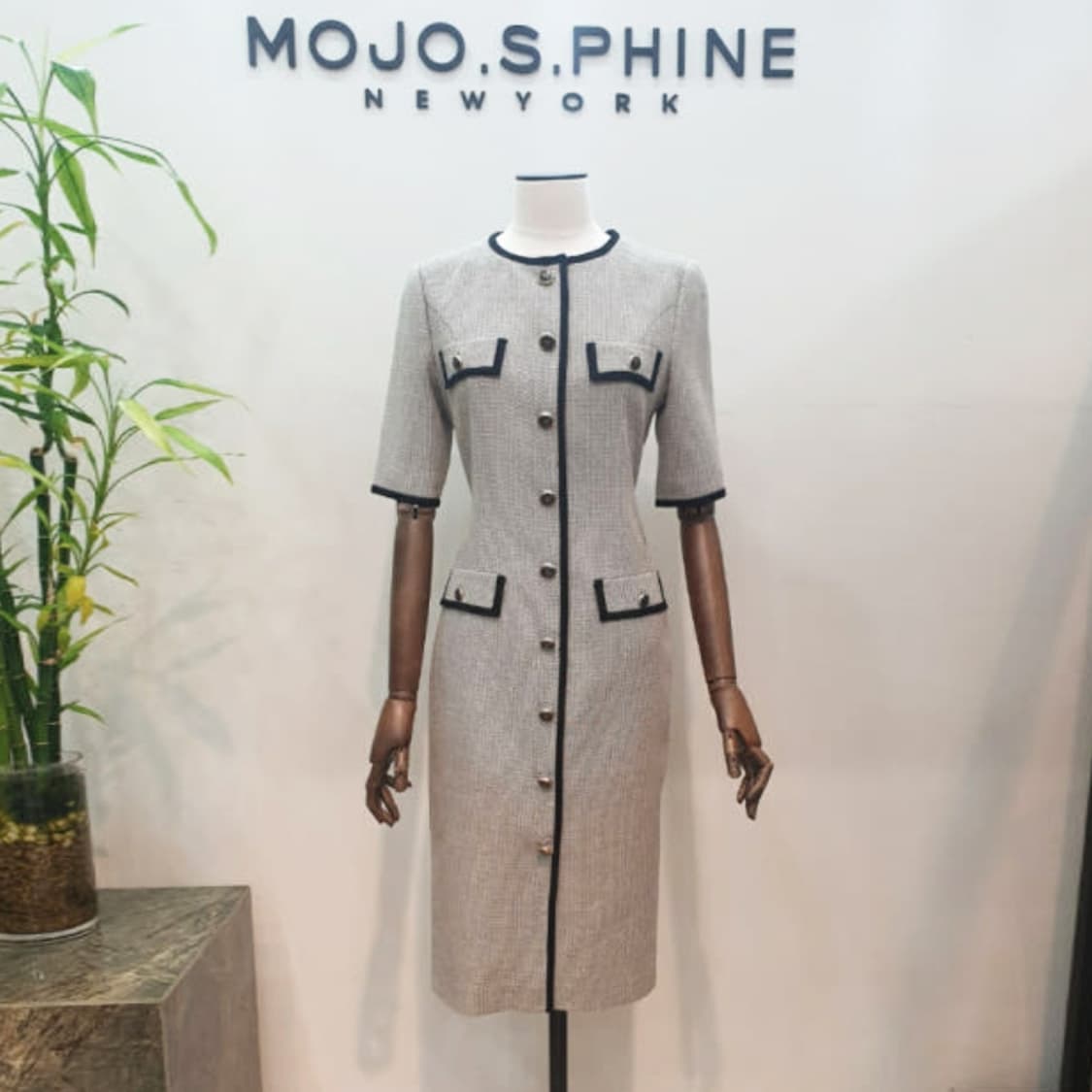 모조에스핀(MOJO.S.PHINE) 노카라 트위드 반팔원피스 55 상품이미지2