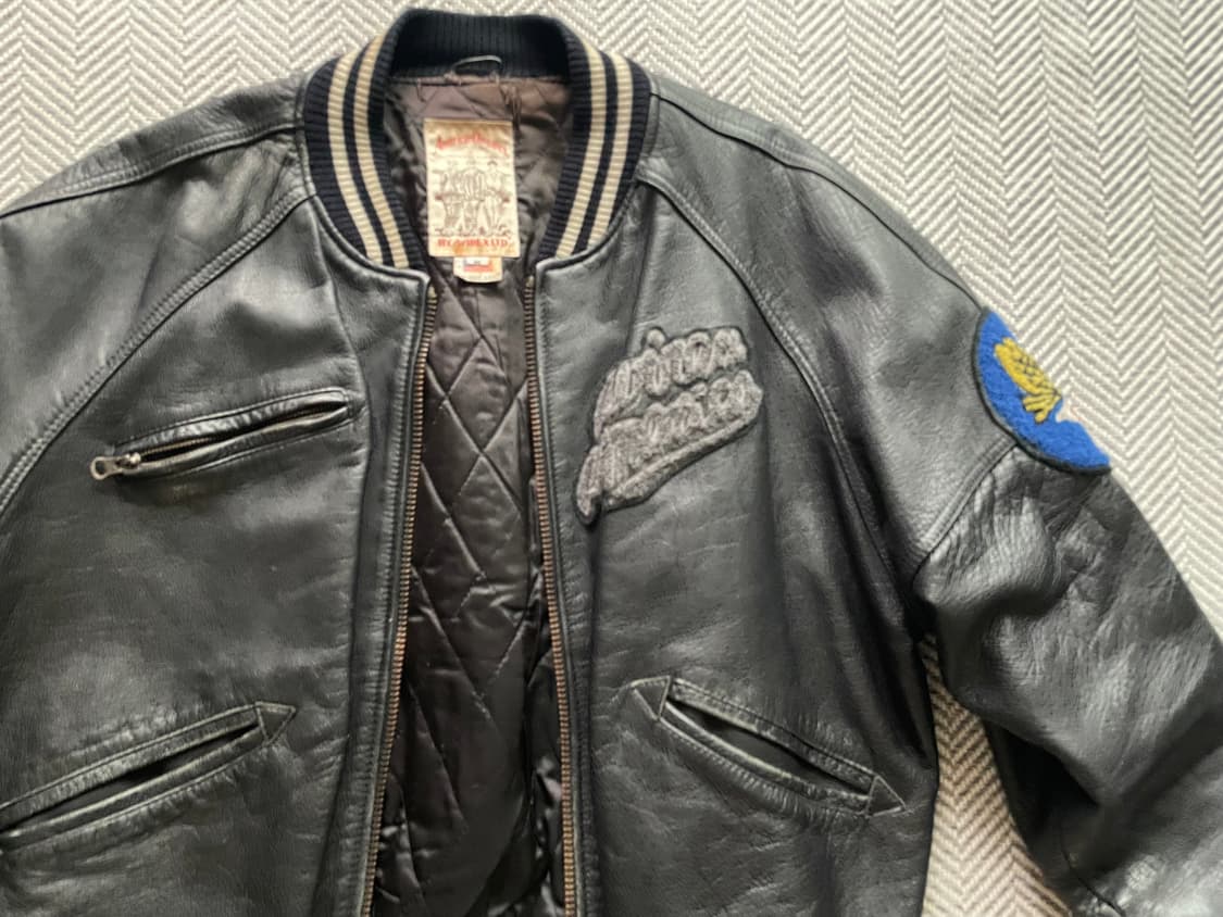 90‘s아비렉스 트랙필드 레더 바시티 자켓  상품이미지4