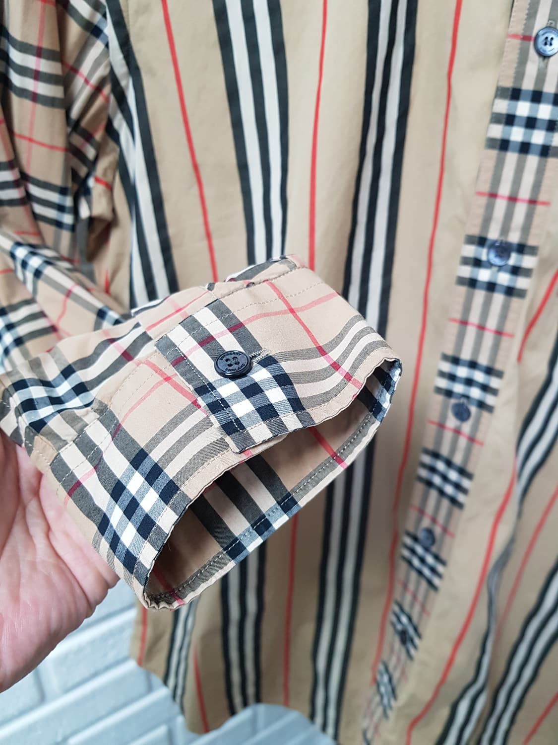 [xl/105/정품] 버버리 패치워크 포플린 스판셔츠 상품이미지6