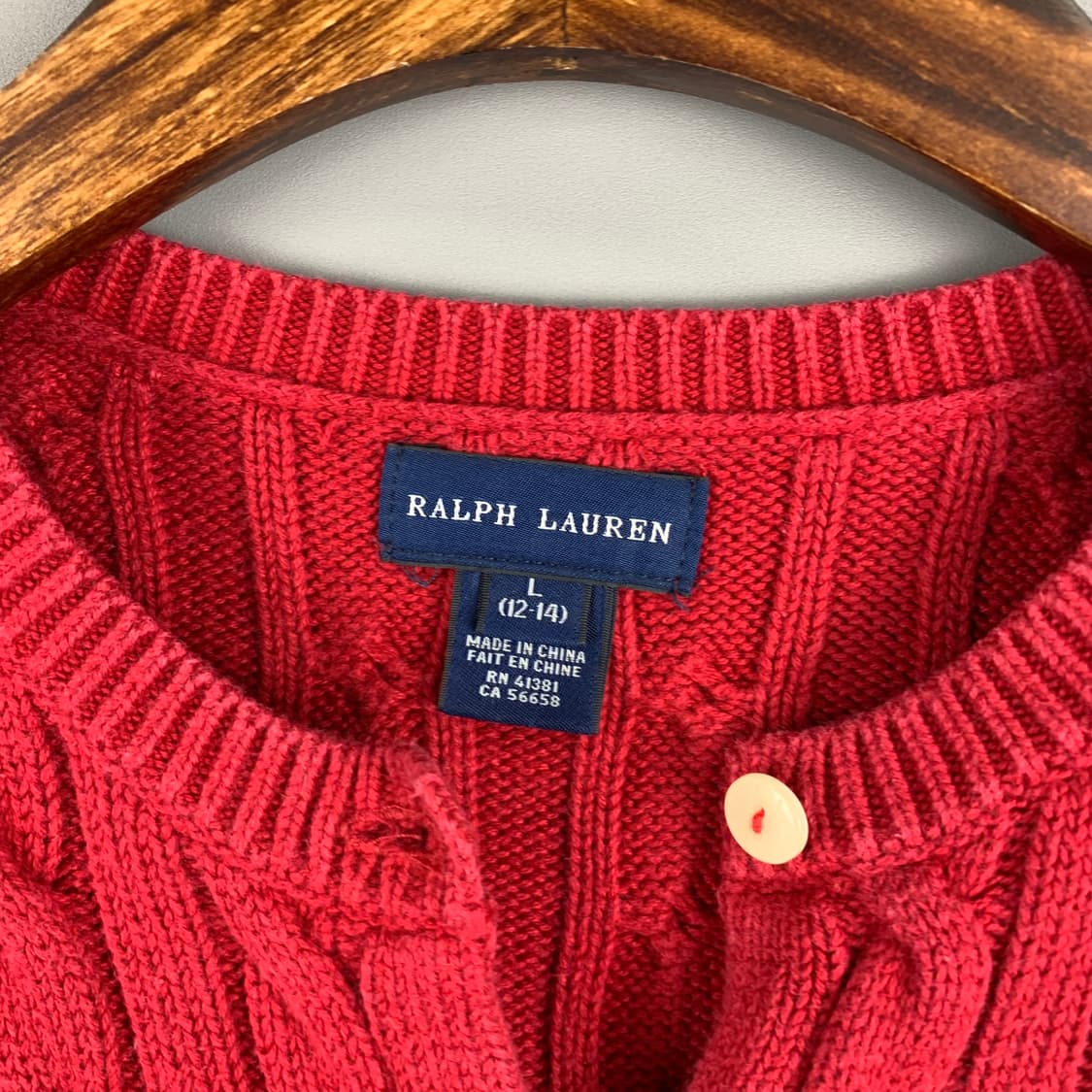 폴로 랄프로렌 프릴 레드 꽈배기 니트 가디건  상품이미지4