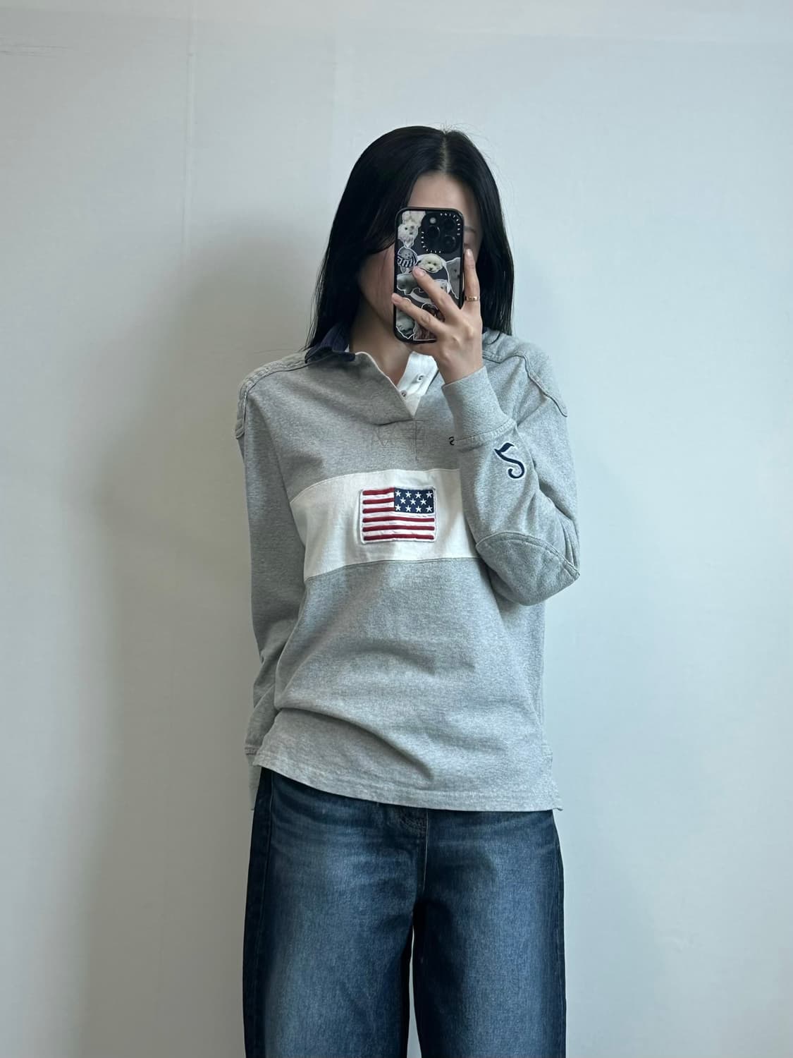 폴로 랄프로렌 USA 성조기 그레이 럭비 티셔츠 상품이미지1