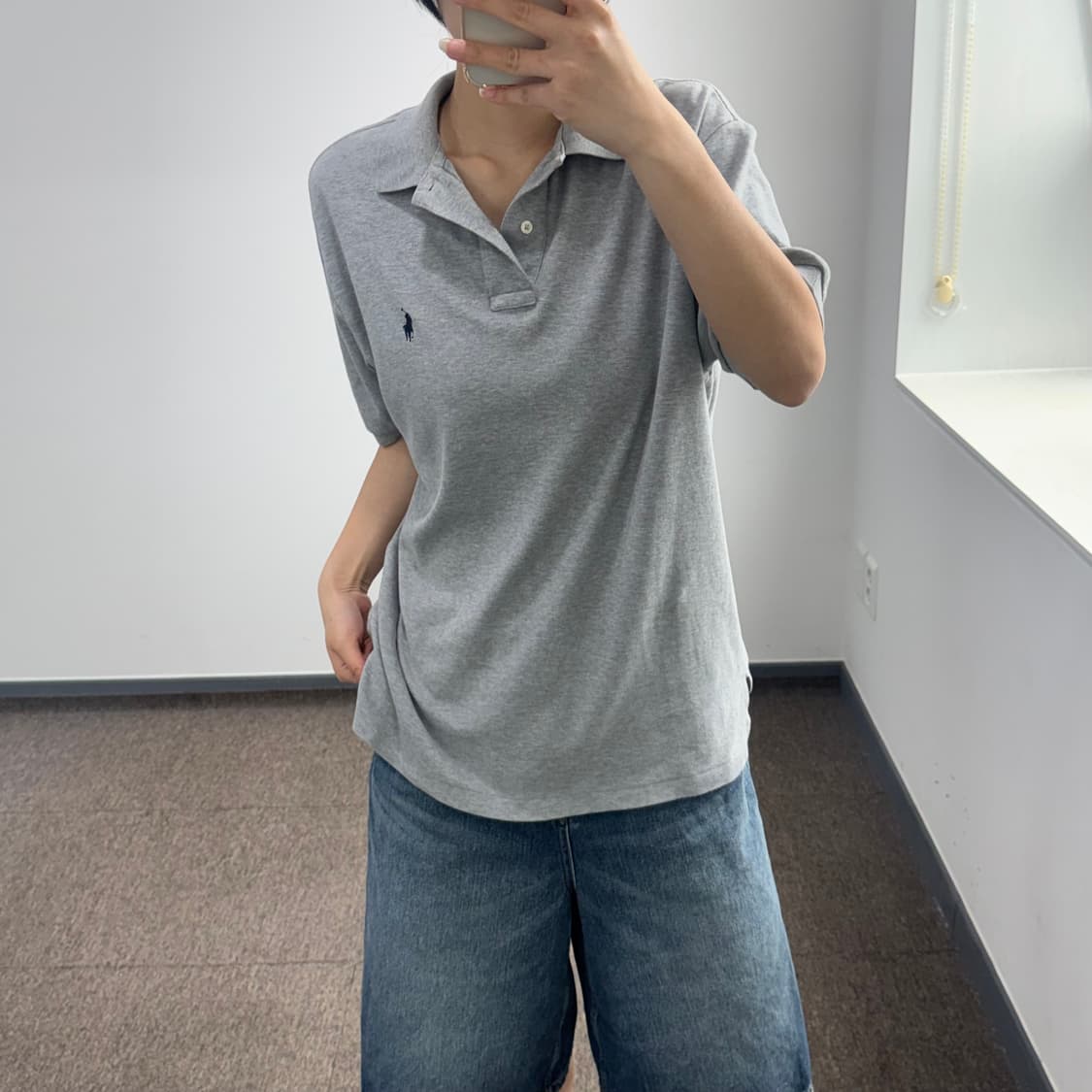 Polo 폴로 네이비 포니 그레이 카라 반팔티 상품이미지1