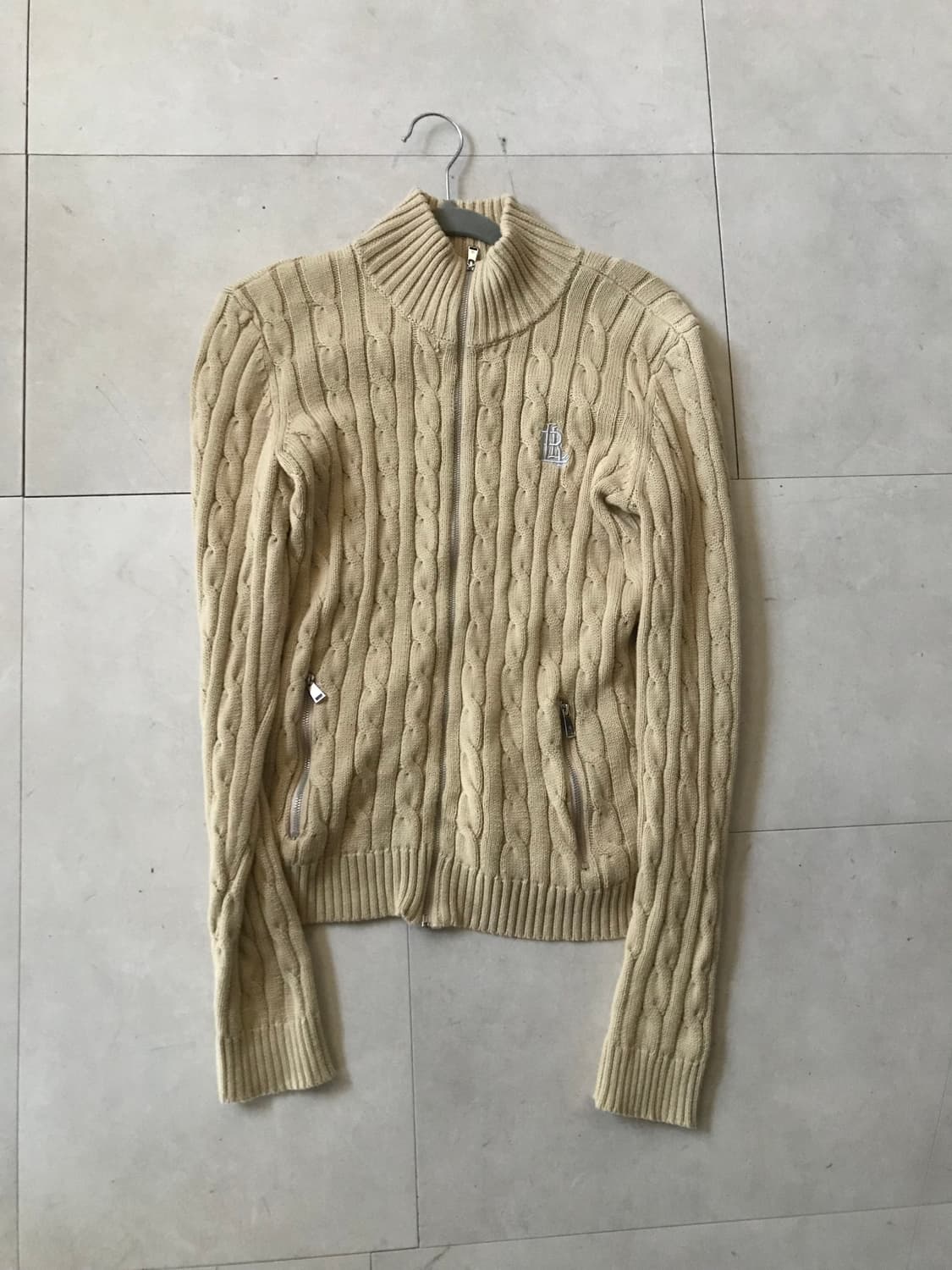 폴로 아이보리 케이블 니트집업 상품이미지8