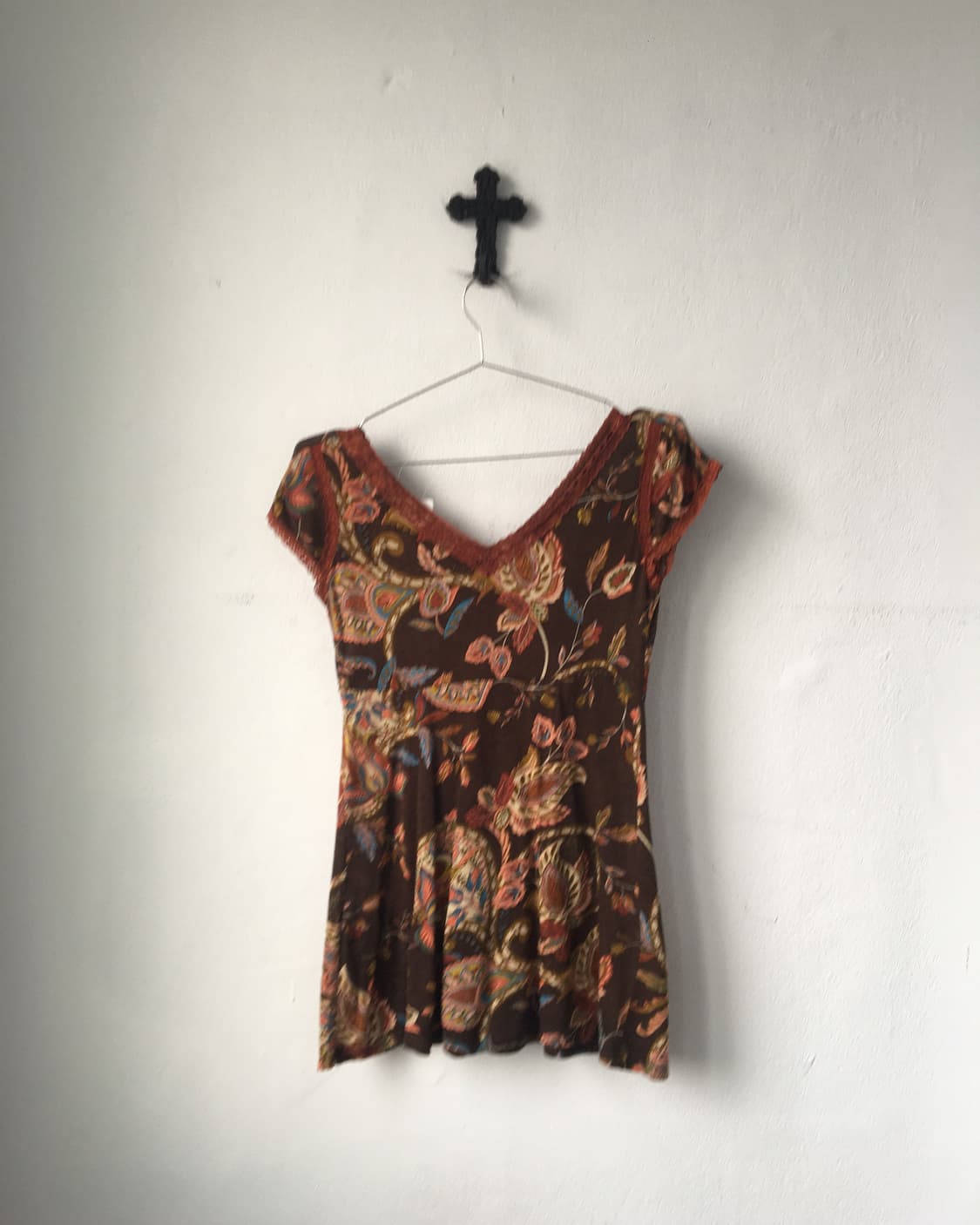 Lace trimming printing top 상품이미지3