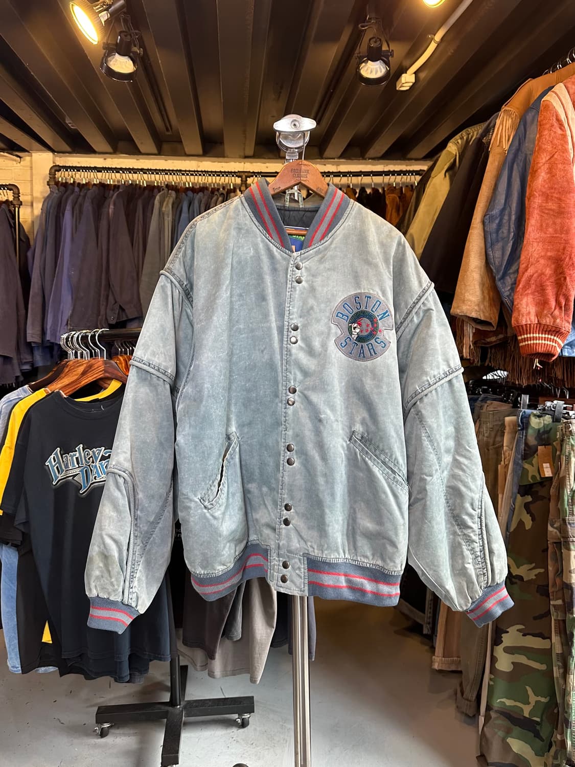 보스턴 스타 자수 나일론 바시티 붐버 자켓 상품이미지1