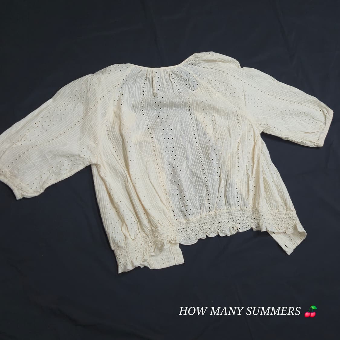 일본 수입빈티지 허니써클로즈 화이트 펀칭 자수 가디건 코튼 100% 상품이미지8