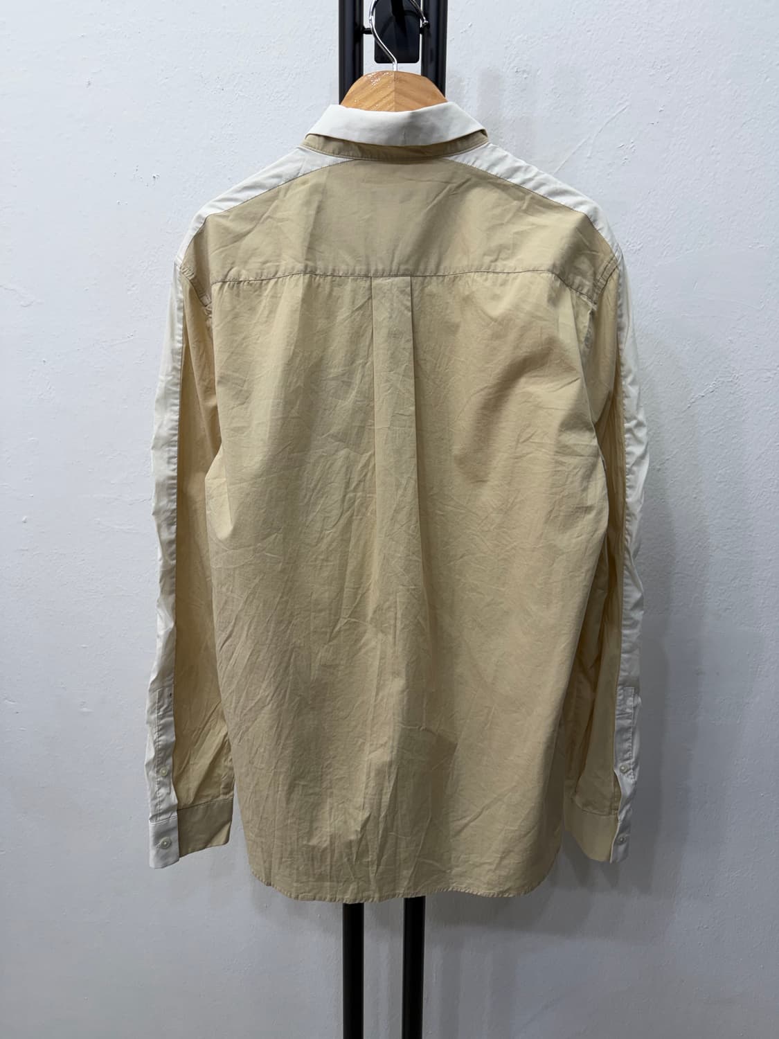 정품) 시스템옴므 한섬 베이지 배색 셔츠 95 상품이미지4
