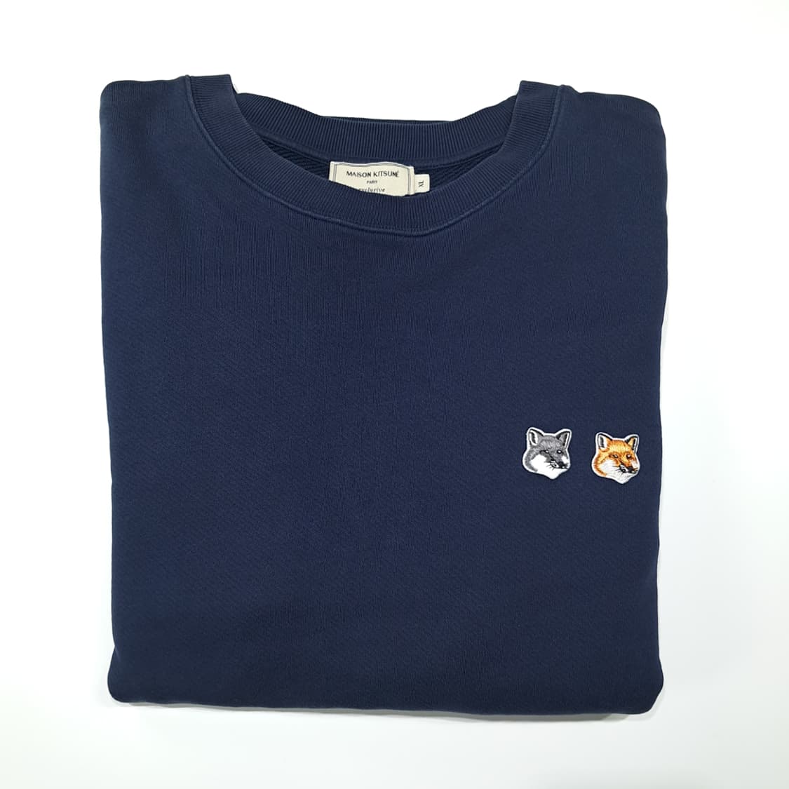 CL637 XL 메종키츠네 포르투갈판 더블폭스헤드 네이비 맨투맨 상품이미지8