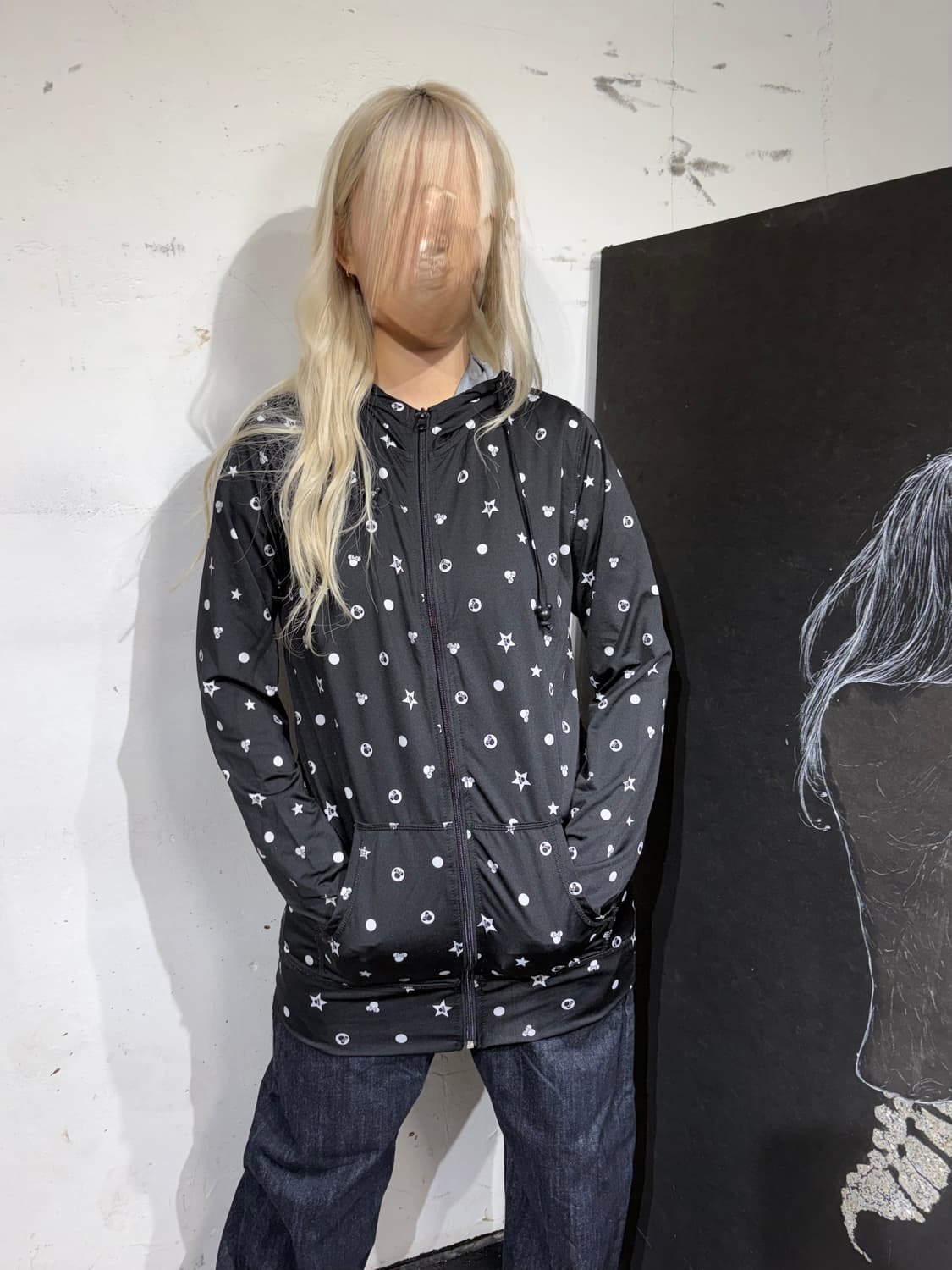 JPN 일본 빈티지 DISNEY 디즈니 도트 후드 집업 져지 L 상품이미지3