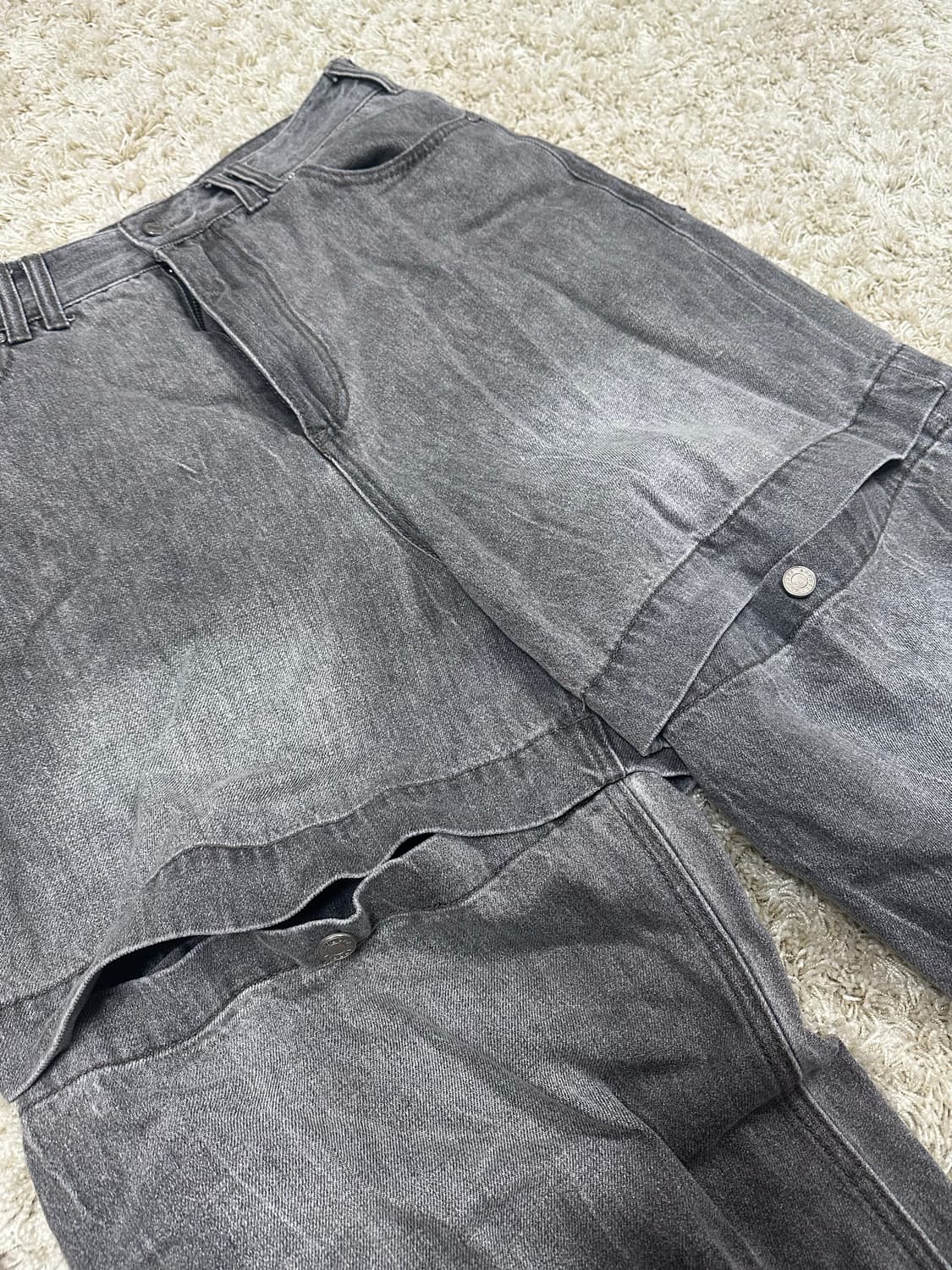 애드오프 빈티지 워시드 컨버터블 데님팬츠 그레이 상품이미지3