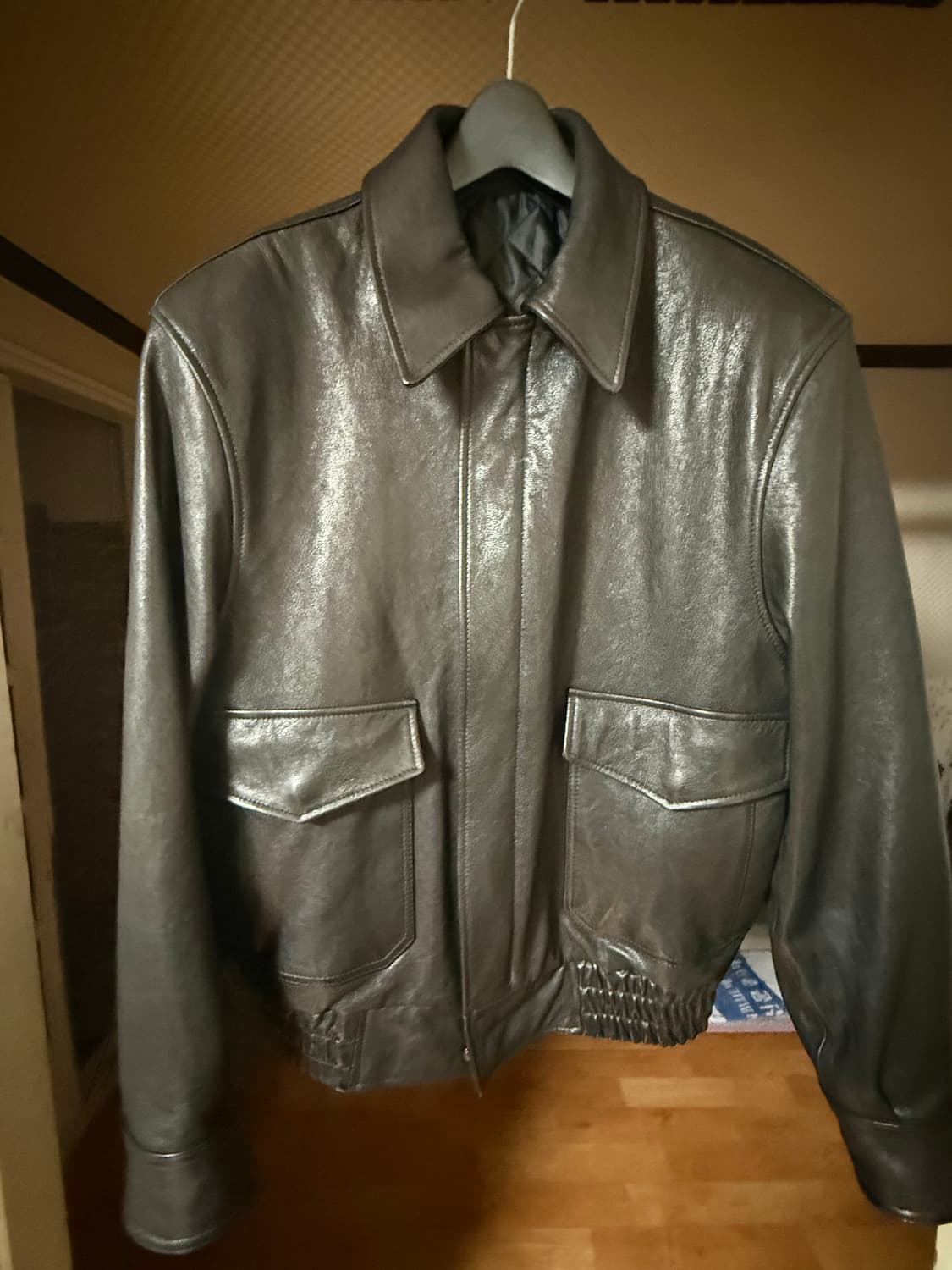 S) 쿠어 베지터블 a-2 레더자켓 블랙 상품이미지1