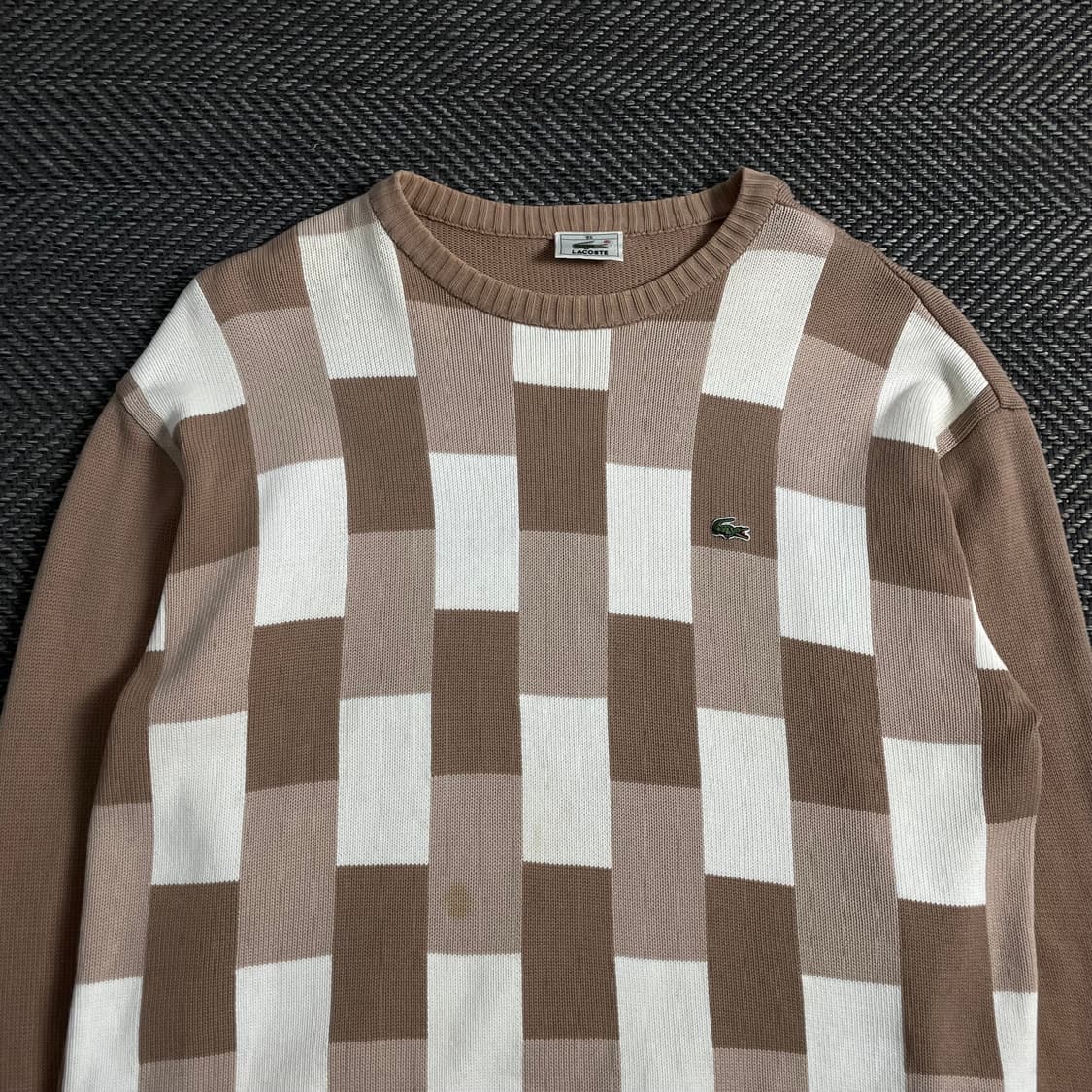 라코스테 빈티지 자수로고 블럭 패턴 니트o 3826 상품이미지4