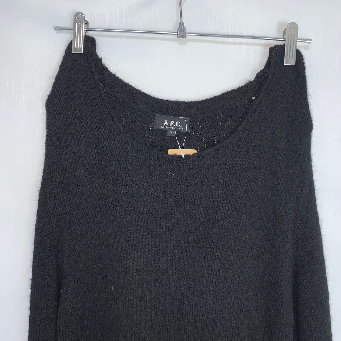 아페쎄 A.P.C 빈티지 모헤어 롱 니트 원피스 오프숄더 원숄더 블랙 상품이미지5
