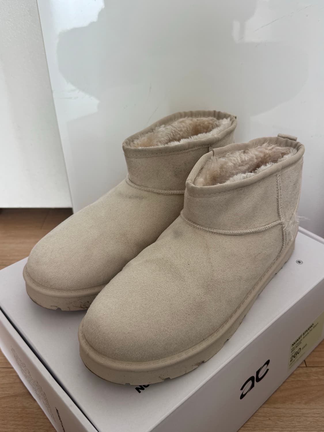 누아트스튜디오 스웨이드 퍼 미니부츠 크림 260 상품이미지2