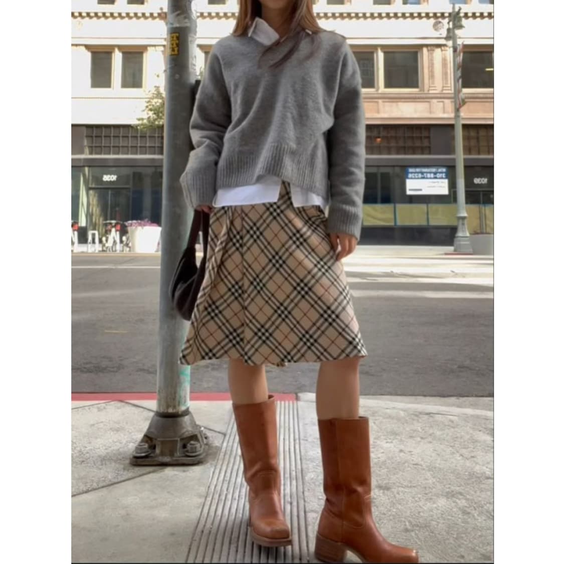 버버리 블루라벨 체크 미디스커트 36 상품이미지9