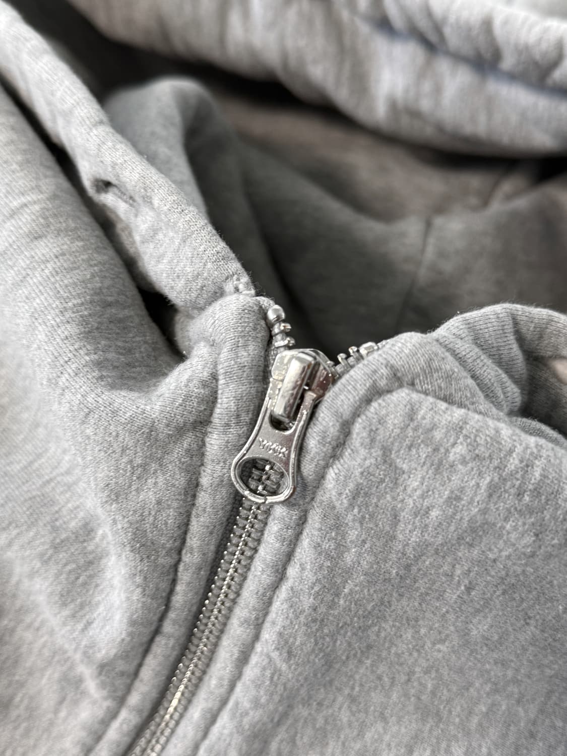 스투시 재팬 루즈핏 애쉬 헤더 스탁 로고 해비스웻 후드집업 상품이미지5