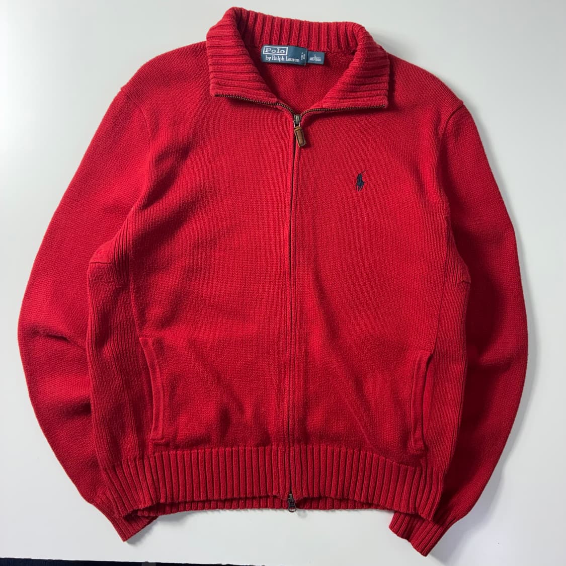 Polo 폴로 랄프로렌 딥레드 램스울 2-Way 집업 니트 상품이미지1