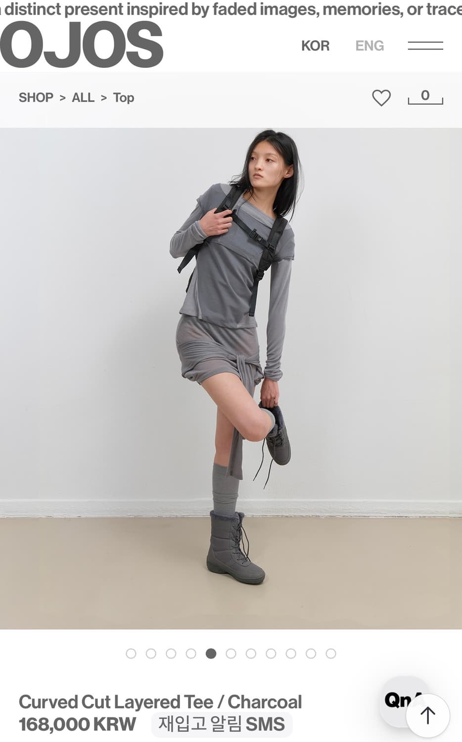 OJOS Curved Cut Layered Tee (Charcoal) 상품이미지3