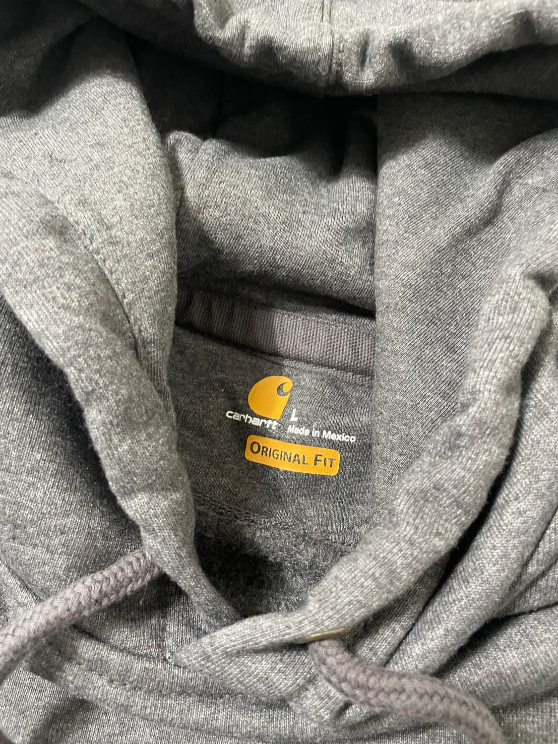 빈티지9. 칼하트 패치 로고 루즈핏 미드웨이트 후드티셔츠 후드 차콜 상품이미지5