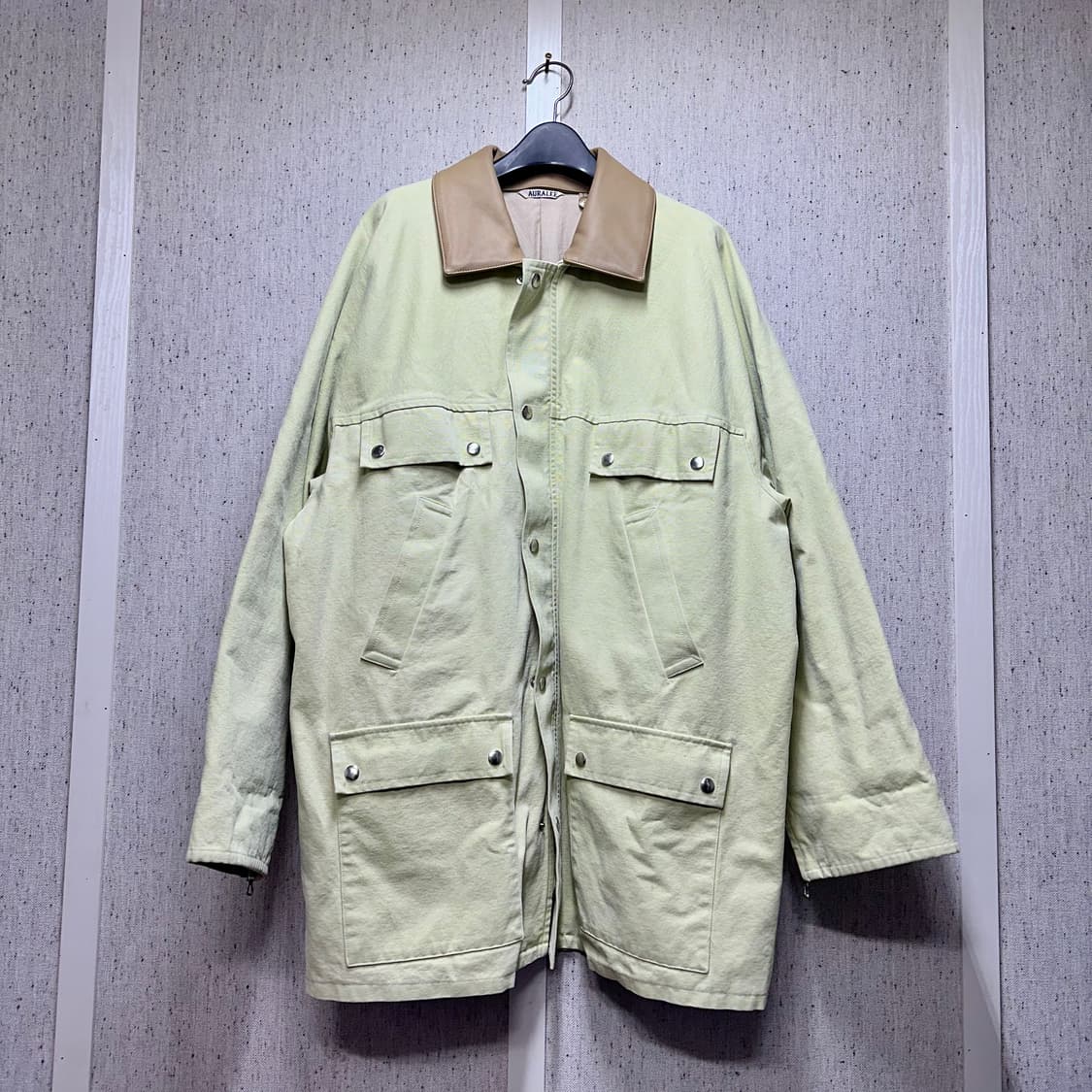 오라리 덕헌팅 블루종 레더카라 워크 코트 상품이미지2