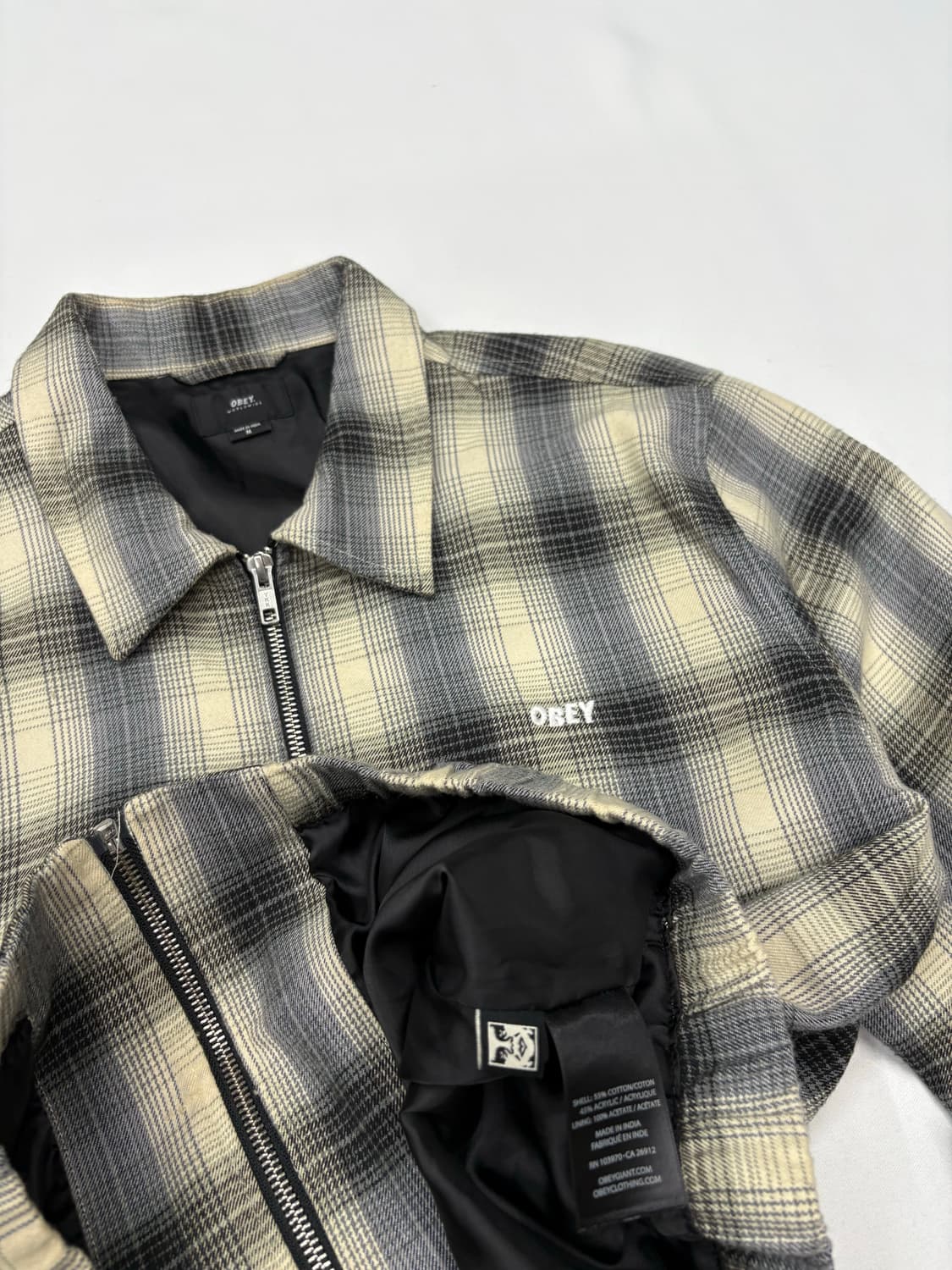 Obey 오베이 한정판 플란넬 체크 집업 블루종 자켓 상품이미지6
