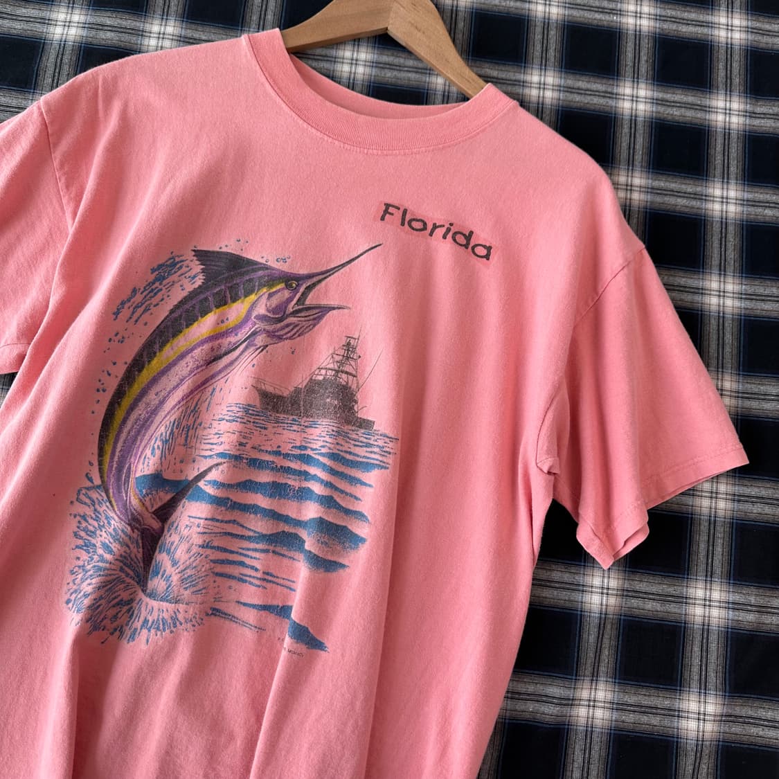 FLORIDA 핑크 플로리다 마린 낚시 반팔 티셔츠 상품이미지1