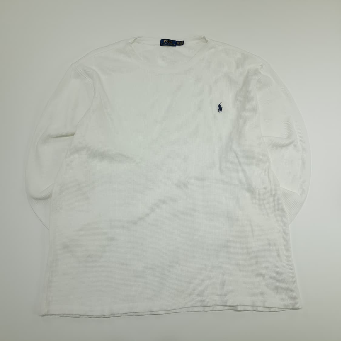 CN738 3XLT 폴로 랄프로렌 화이트 와플 니트 긴팔 티셔츠 상품이미지1