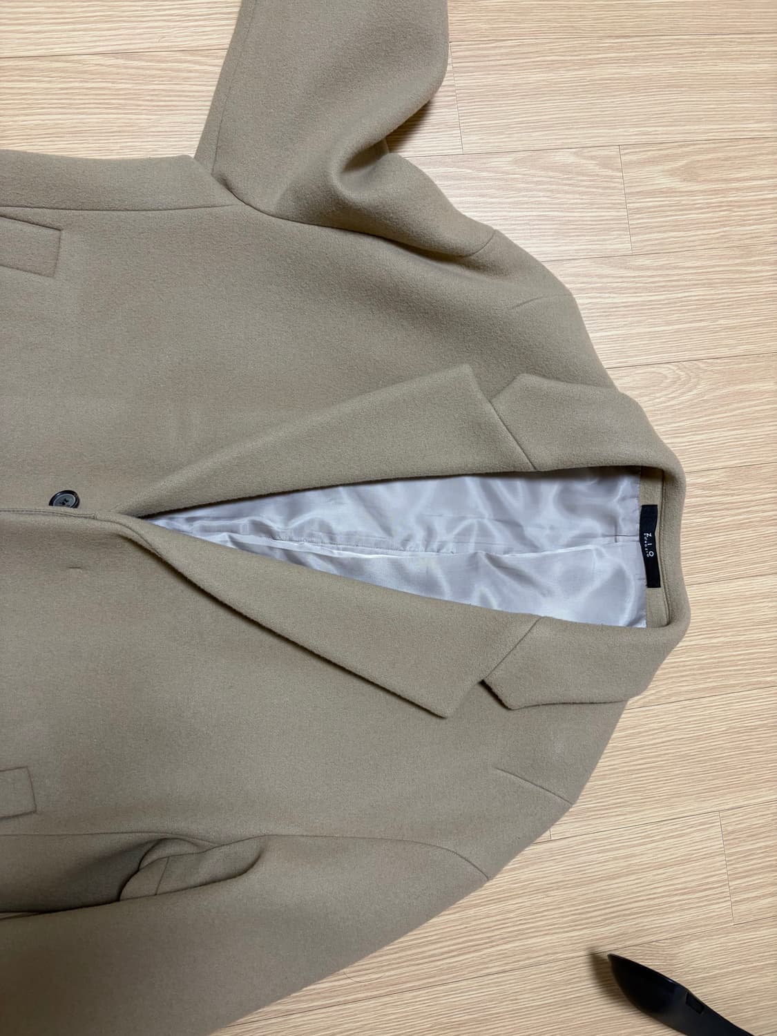 지오송지오 캐시미어 혼방 세미오버 코트 크림색 105 S급 상품이미지7