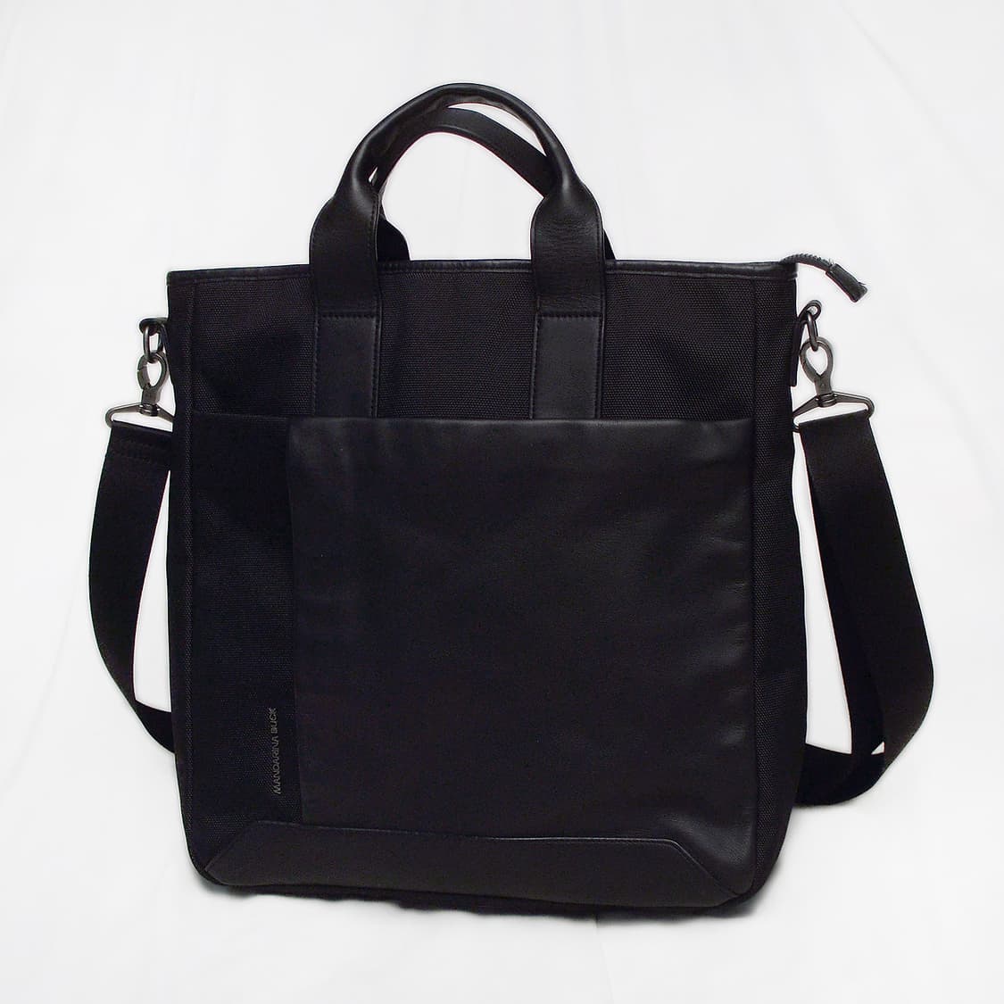 신품급) 만다리나덕 피에트로 블랙 캔버스레더 토트.숄더백 상품이미지1