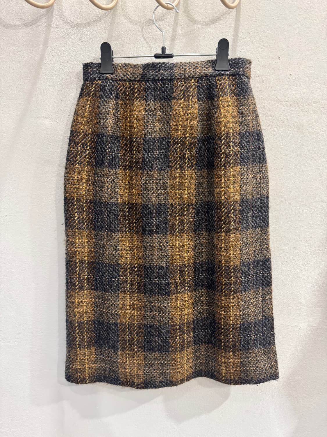 japan vintage 울체크 미디 스커트 상품이미지1