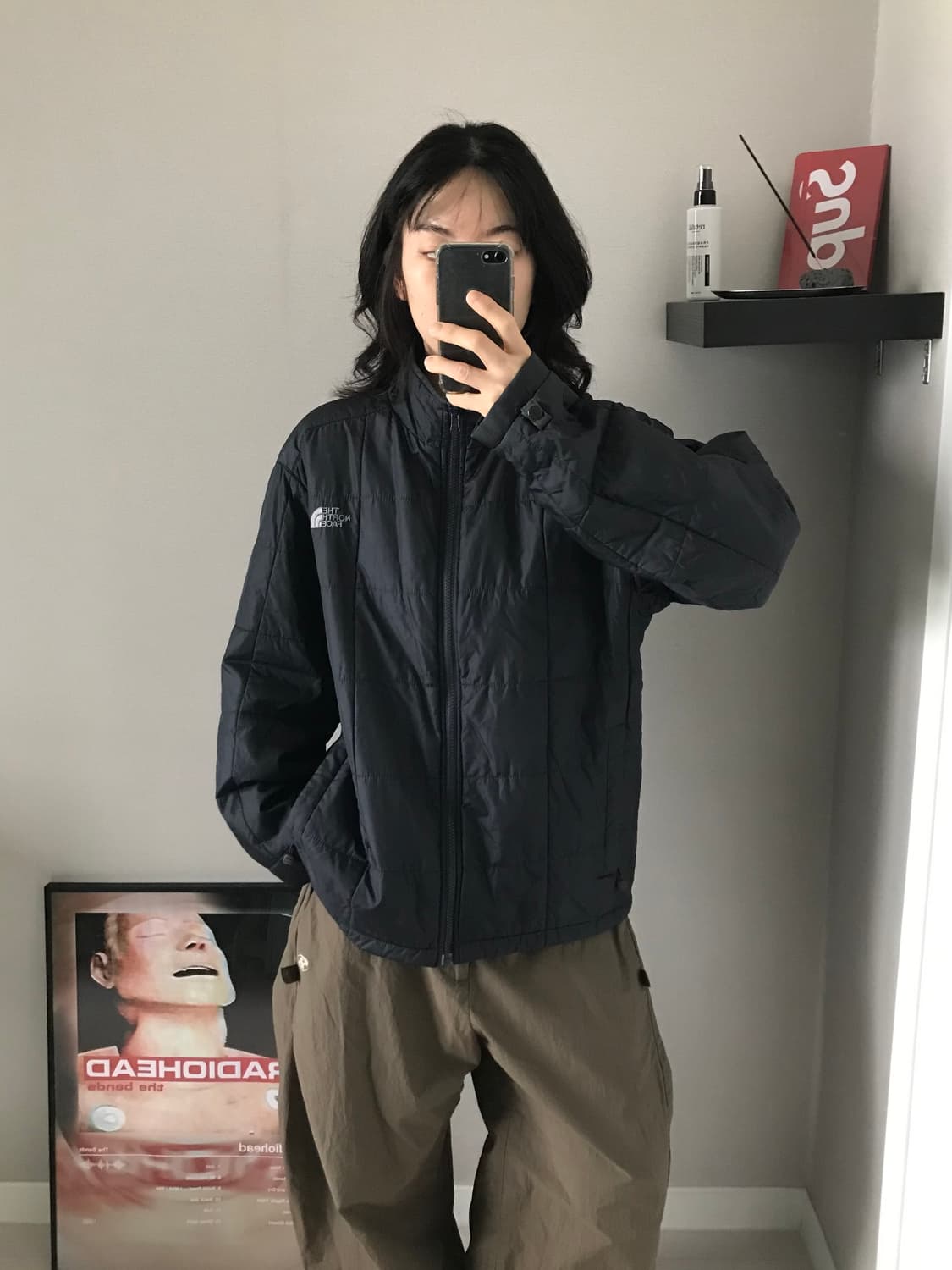 노스페이스 로고 블랙 경량 패딩 상품이미지1