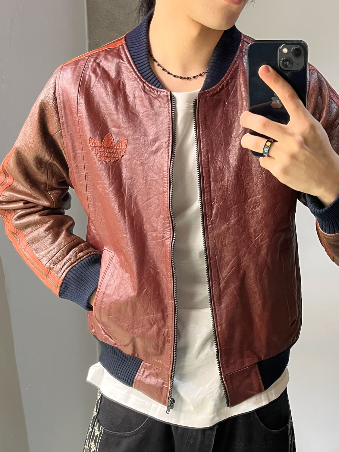 아디다스 80's 빅 트리포일 레더 자켓 상품이미지3