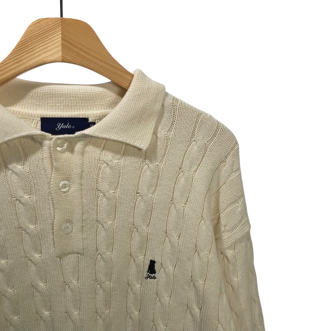 예일 아이보리 케이블 카라버튼 니트 상품이미지3