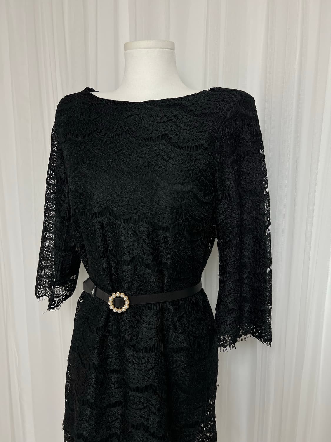 블랙 까사 레이스 레이어드 원피스 상품이미지1