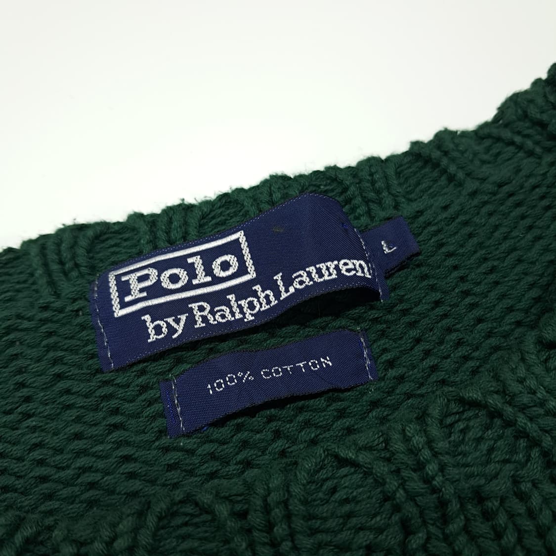 CL044 L 폴로 랄프로렌 포레스트 그린 헤비 코튼 라운드 니트 상품이미지3