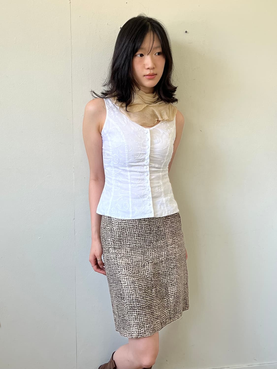 Anne Fontaine 화이트 코르셋 베스트 상품이미지8