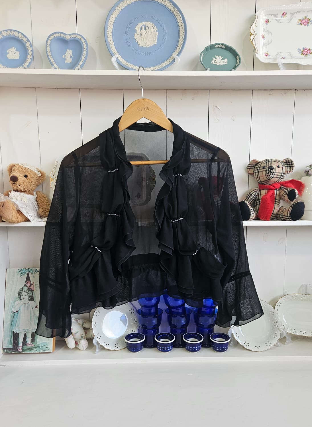 블랙 시스루 프릴 볼레로 상품이미지1