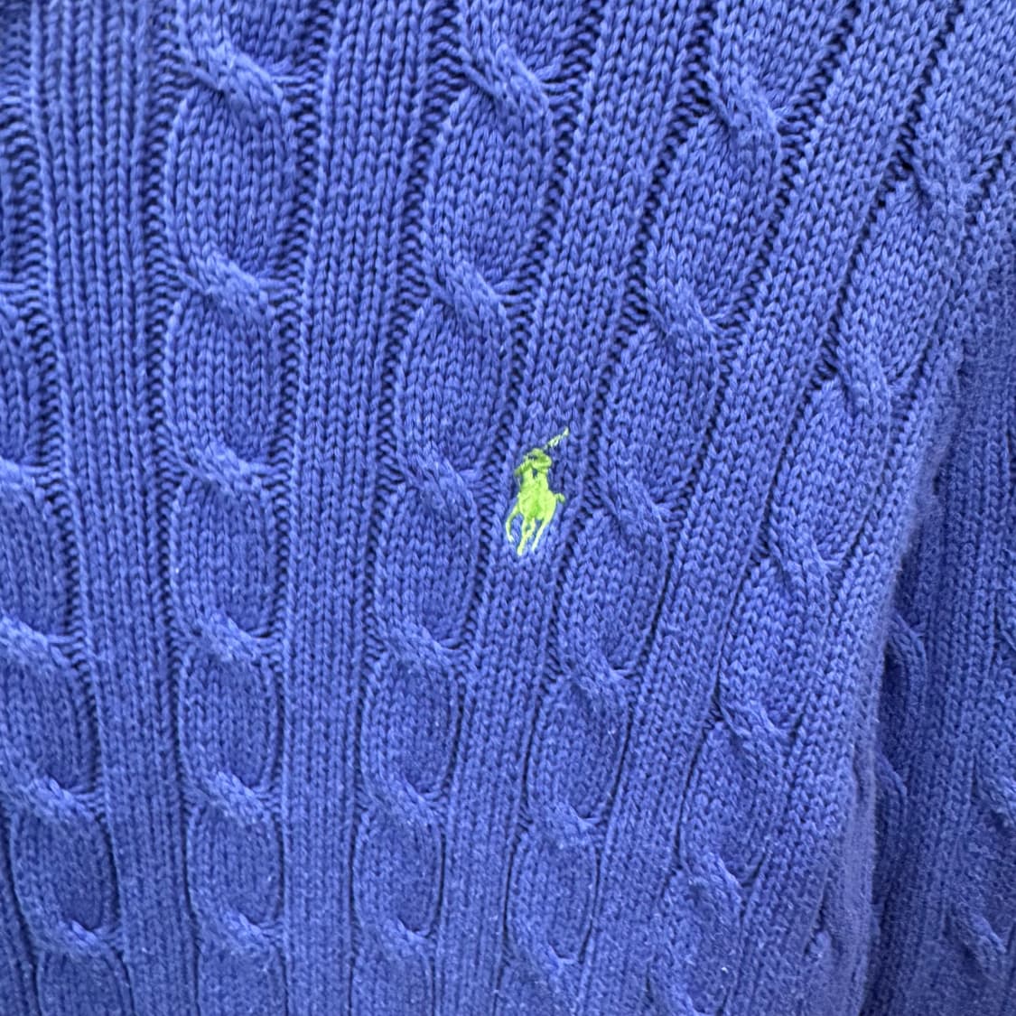 폴로 랄프로렌 케이블 니트 옐로우 포니 포인트 라이트블루 상품이미지5