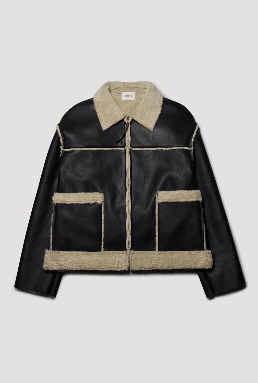 페스토 오버사이즈 레더 퍼자켓 무스탕 상품이미지1