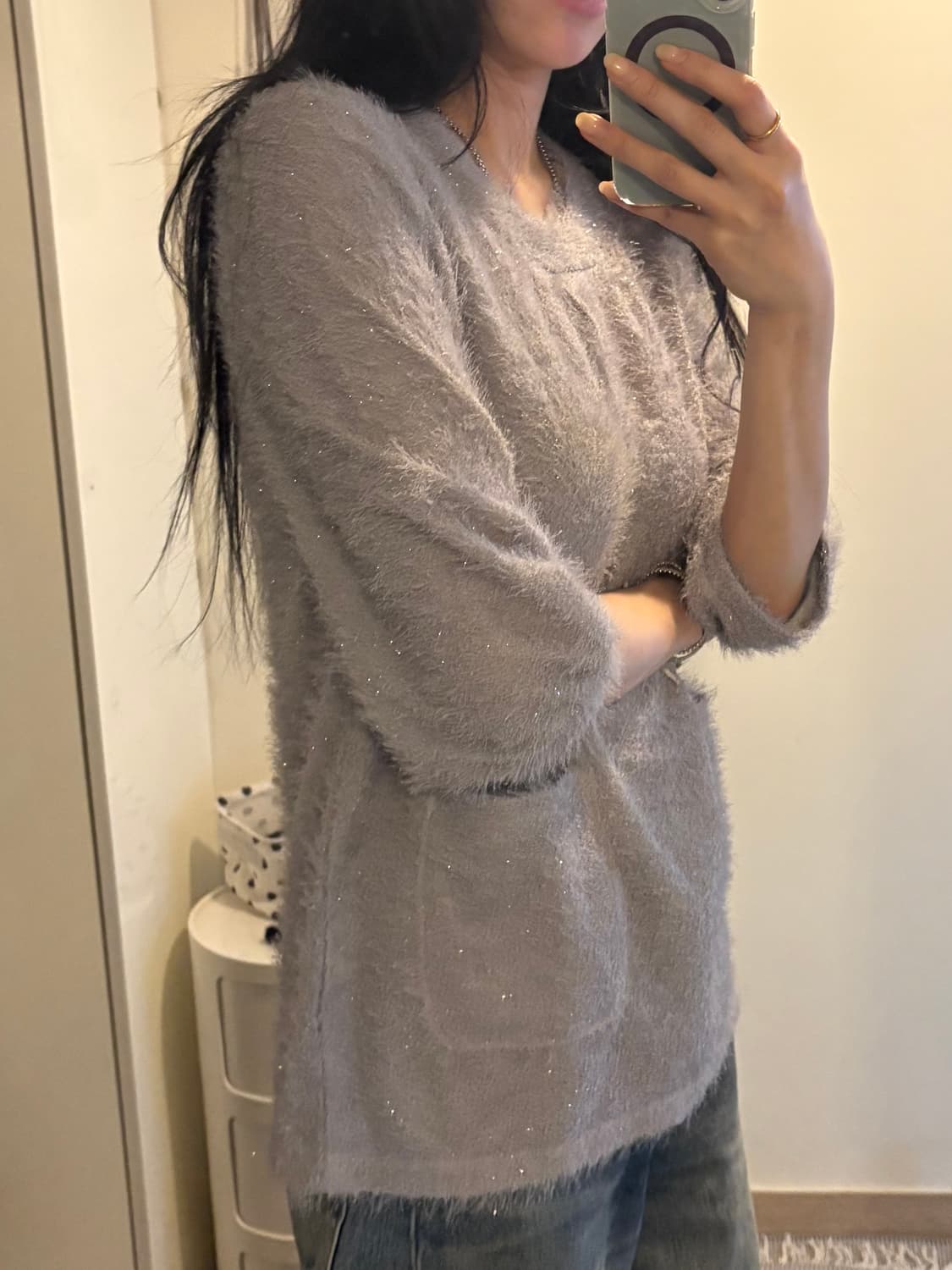 japan vintage gliter 3/4 sleeve knitwear 상품이미지2