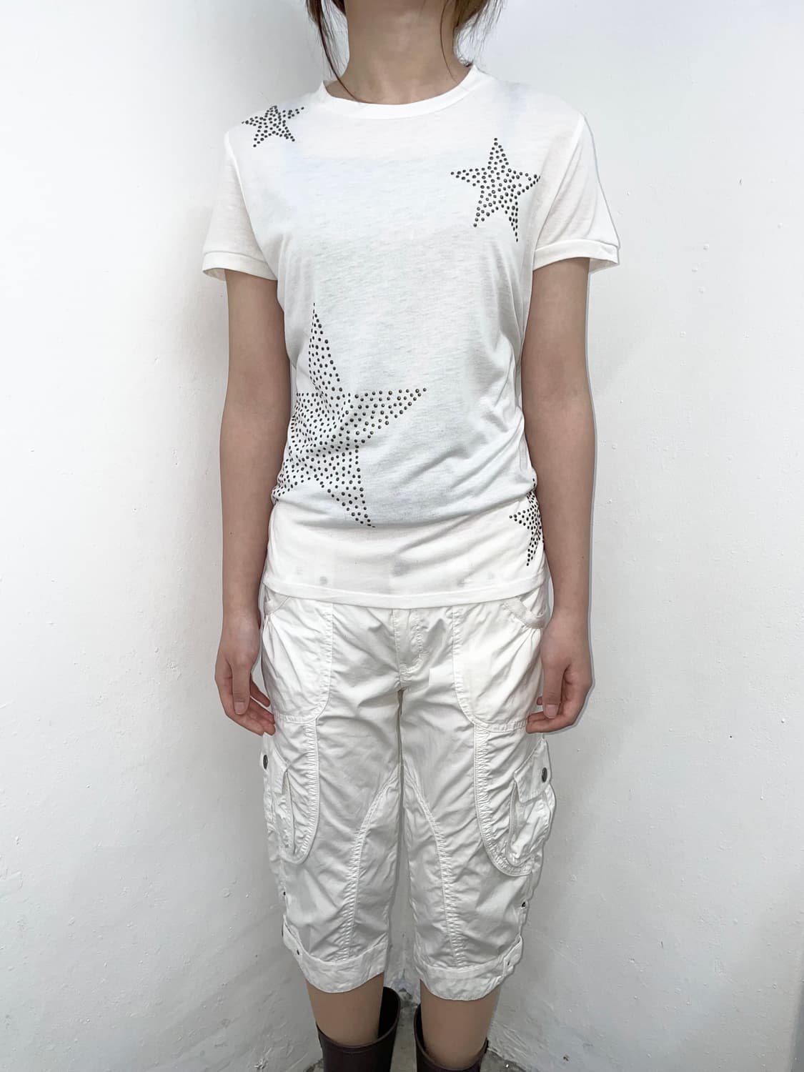 y2k 화이트 스타 스터드 탑 상품이미지4