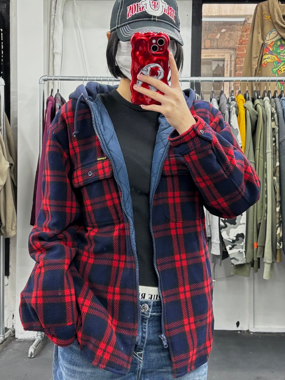 슈프림 퀼팅 체크 후드 자켓 상품이미지1