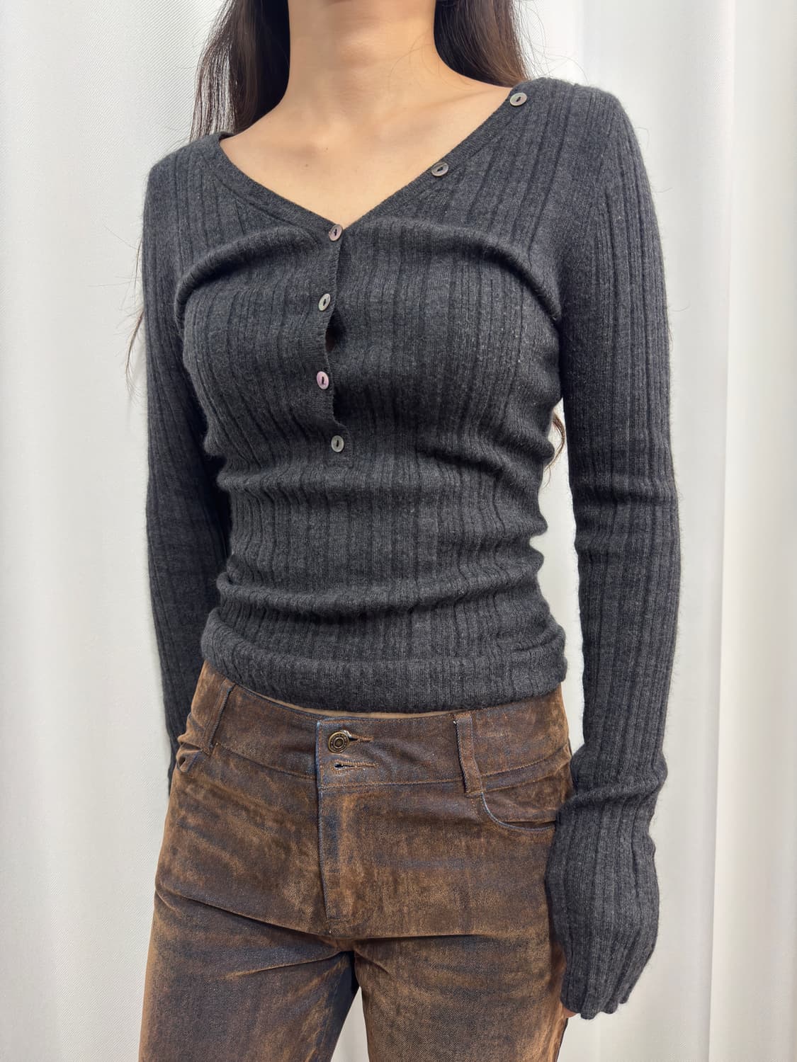 laf button knit top 상품이미지2