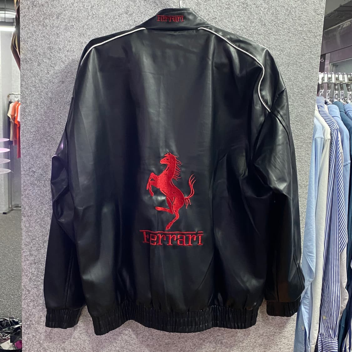 페라리 배색 레더 레이싱 자켓 B3252 상품이미지4