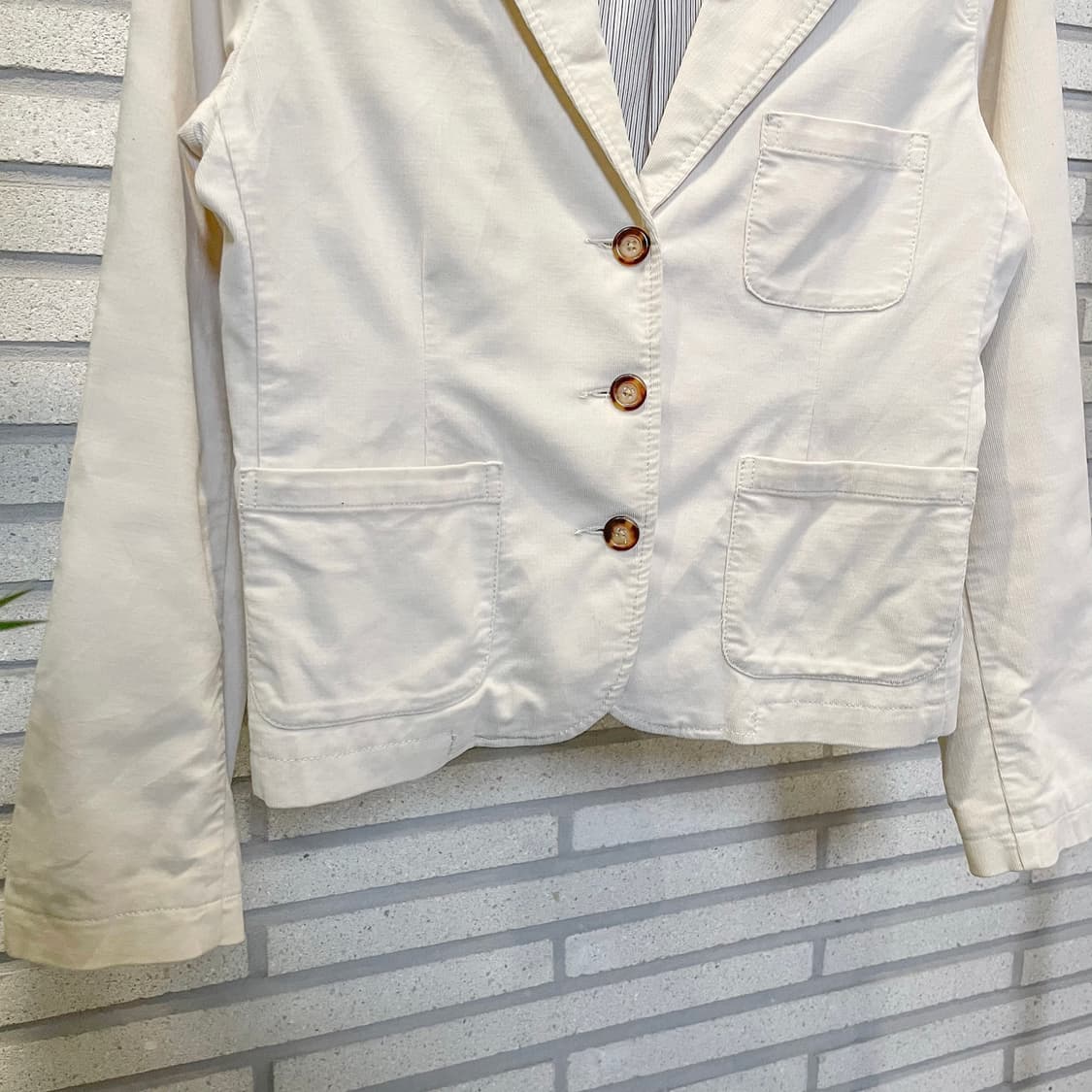 GAP 코듀로이 코튼 블레이저 자켓 쓰리버튼 투포켓 디테일 화이트 상품이미지5