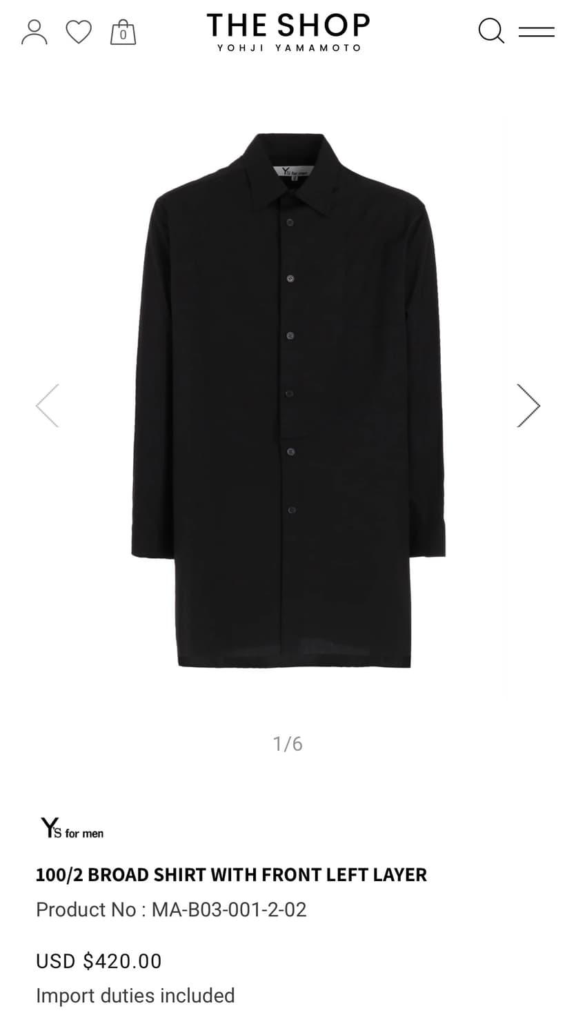 Y's for men 와이즈포맨 셔츠 상품이미지1