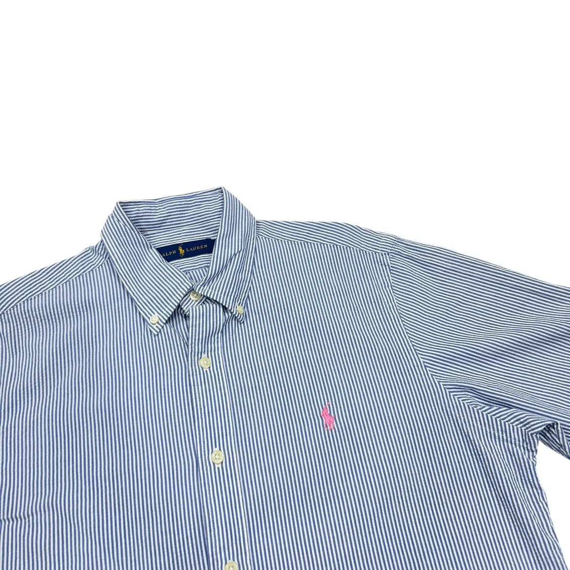 폴로 랄프로렌 시어서커 핑크포니 스트라이프 반팔셔츠 남방 M 상품이미지2