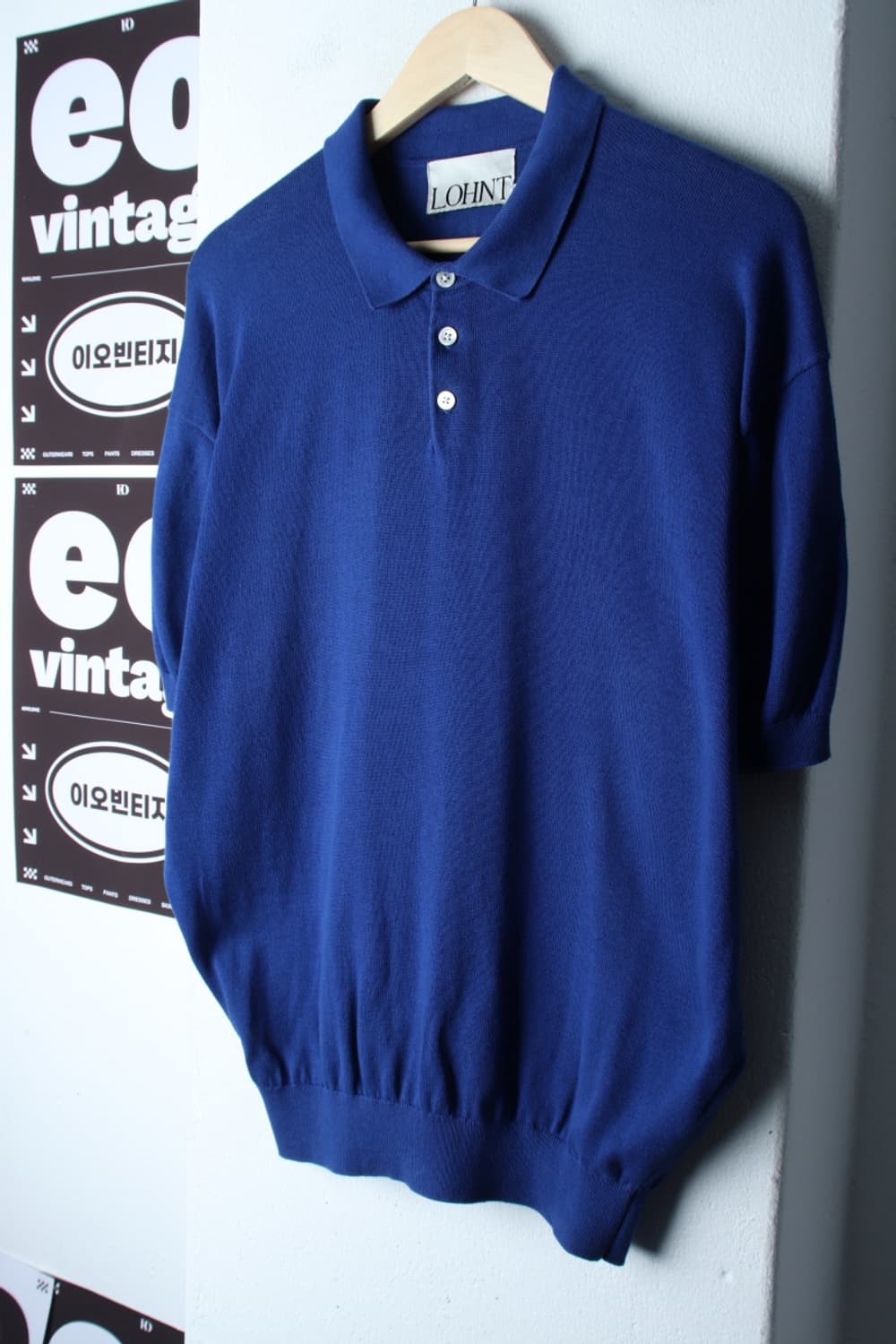 (2XL) 론트 반팔 카라 티셔츠 빅사이즈 니트 블루 무지-H33235 상품이미지1