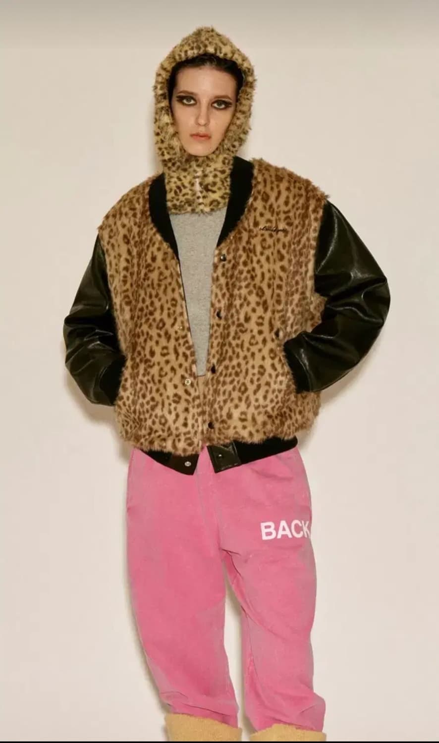 스탠드얼론 양가죽 레오파드 봄버 자켓 새상품 상품이미지1